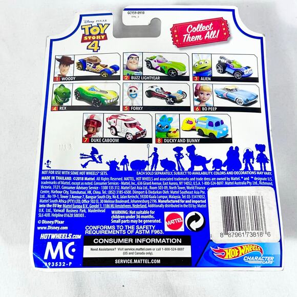 Hot Wheels Carded Lot Of 2 Toy Story Duke Caboom and Bo Peep Cars New (X) - Picture 3 of 5